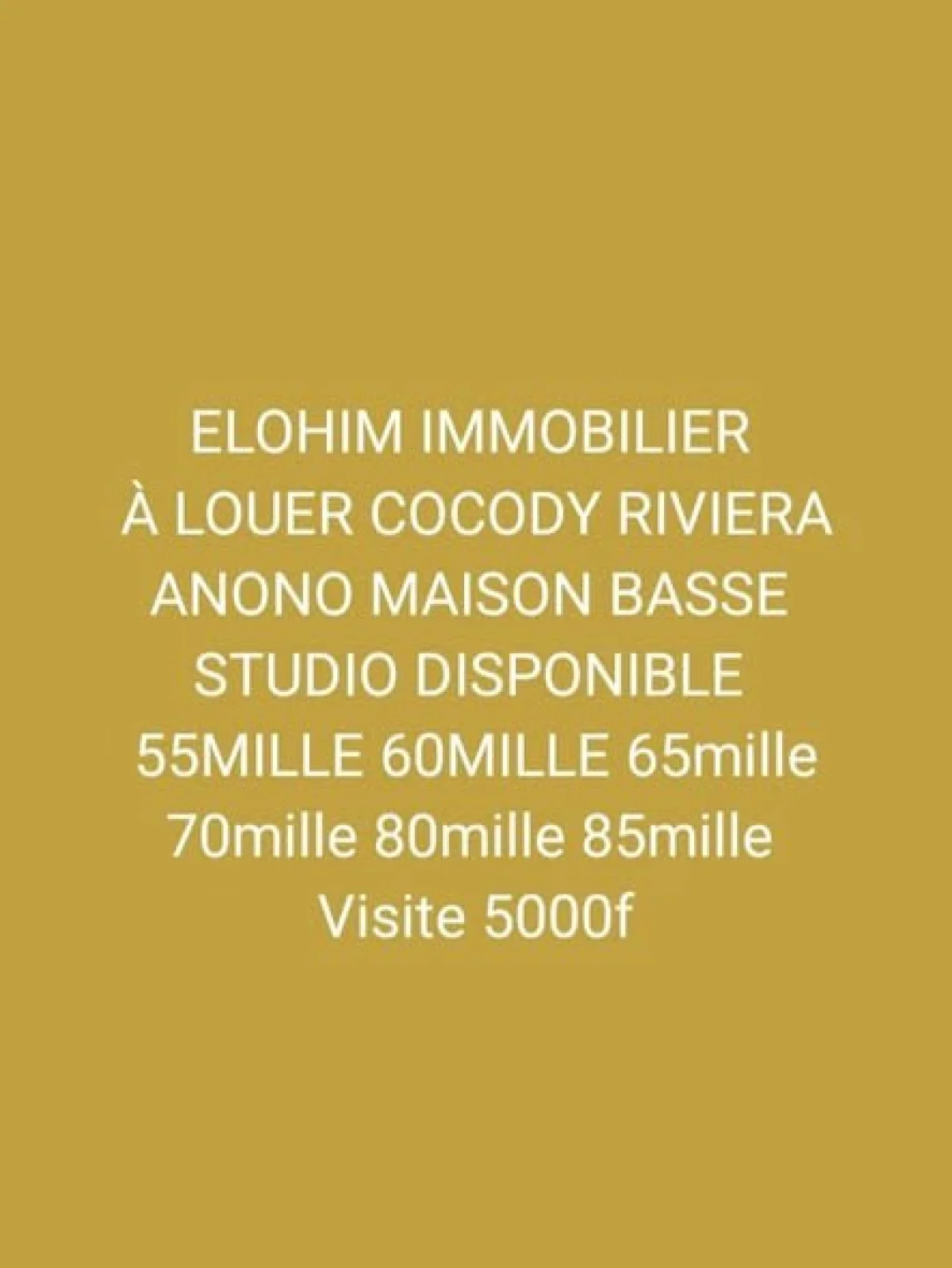 Studios à louer à Anono, Cocody